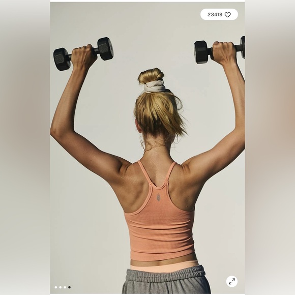 Free People Happiness Runs Long Crop Tank in Peach Punch XS/S - Picture 2 of 7